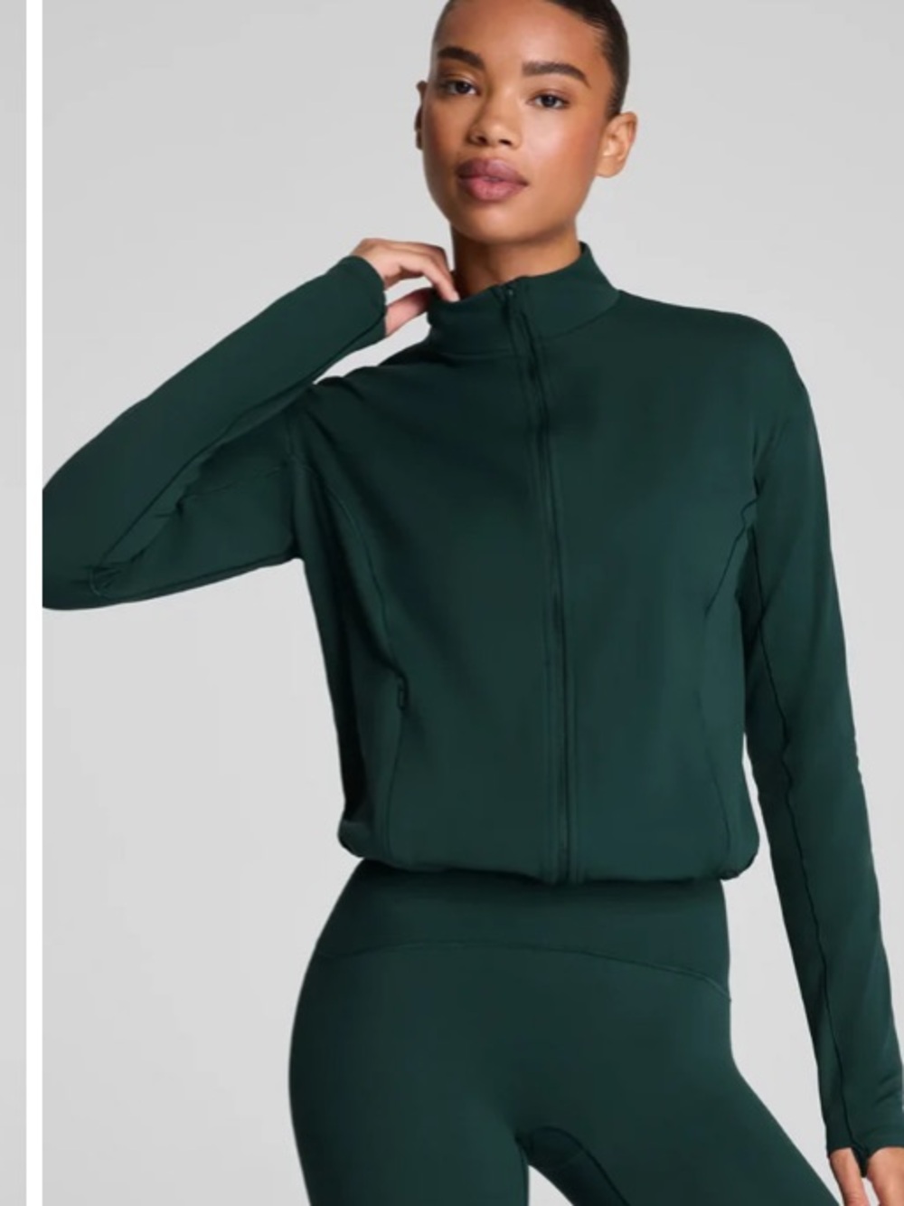 Spanx Green Gym Lift Workout Athleisure Get Moving Brushed Full Zip Jacket Large